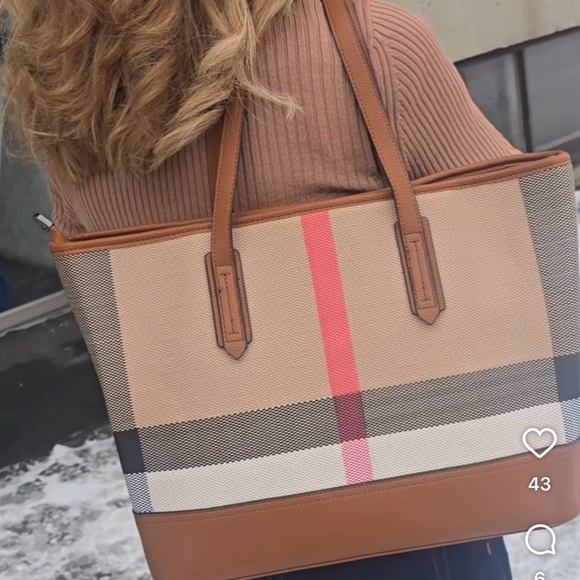 2 piece tote bags! Stylish Tan and Pink Checkered - Picture 11 of 11